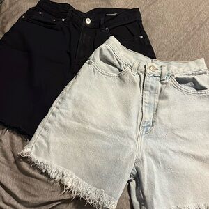 2 pairs (H&M-Dividend & Faded Glory) high waisted mom jeans shorts size 4
